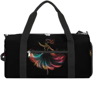 Ballerina Dancing Print Sports Gym Bag for Men Women Travel Duffel Bag with Shoulder Strap