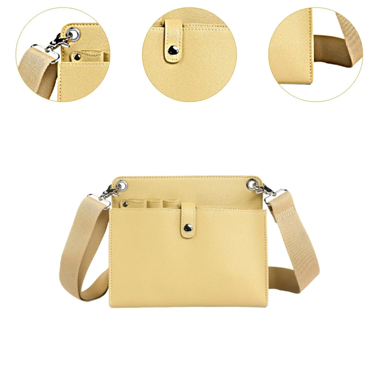 Barber Hair Scissor Shears Bag Organizer PU Leather Detachable Shoulder Belt Adjustable Shoulder Strap for Pet Grooming, Yellow