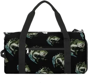 Bass Fishing Sports Gym Bag for Men Women Travel Duffel Bag with Shoulder Strap