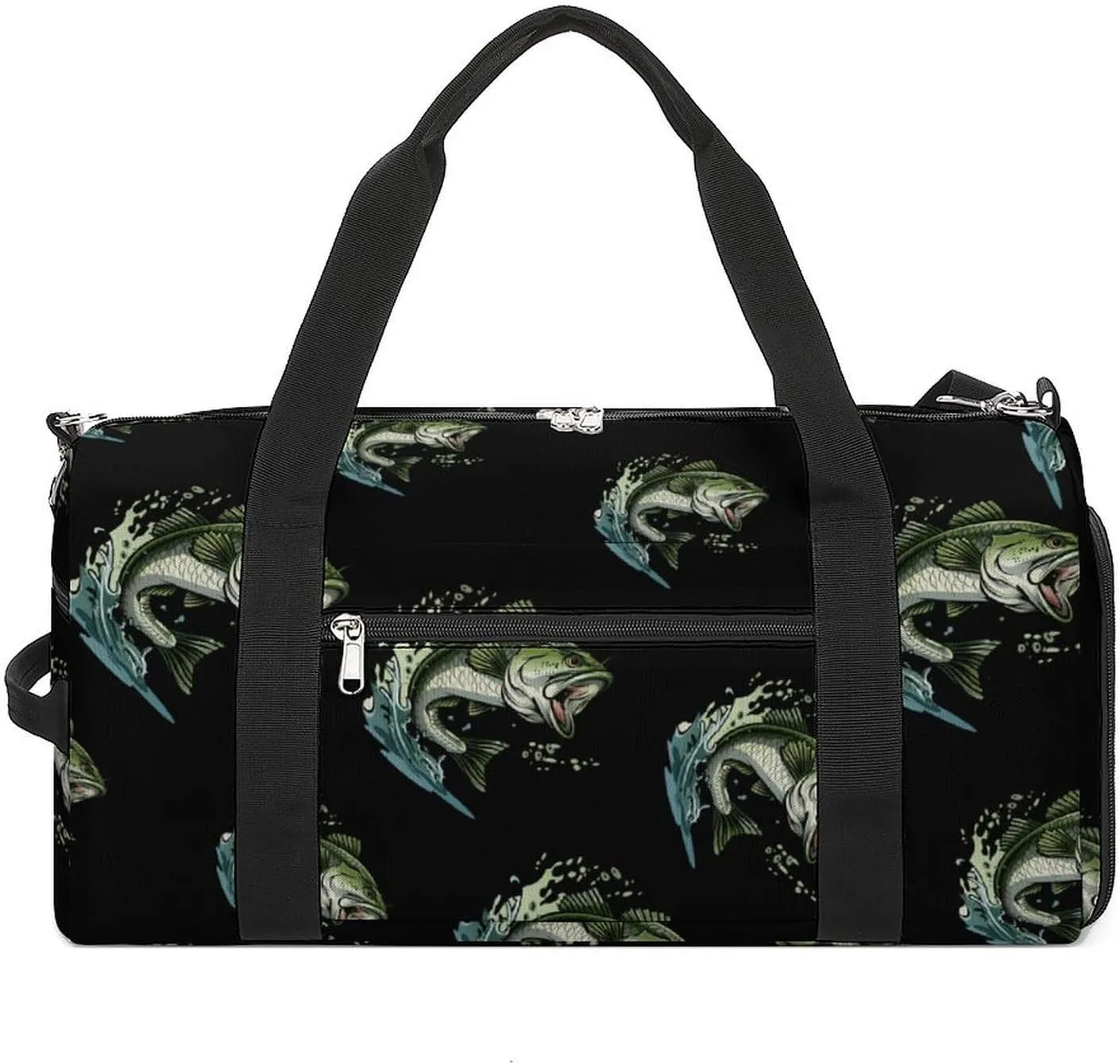 Bass Fishing Sports Gym Bag for Men Women Travel Duffel Bag with Shoulder Strap