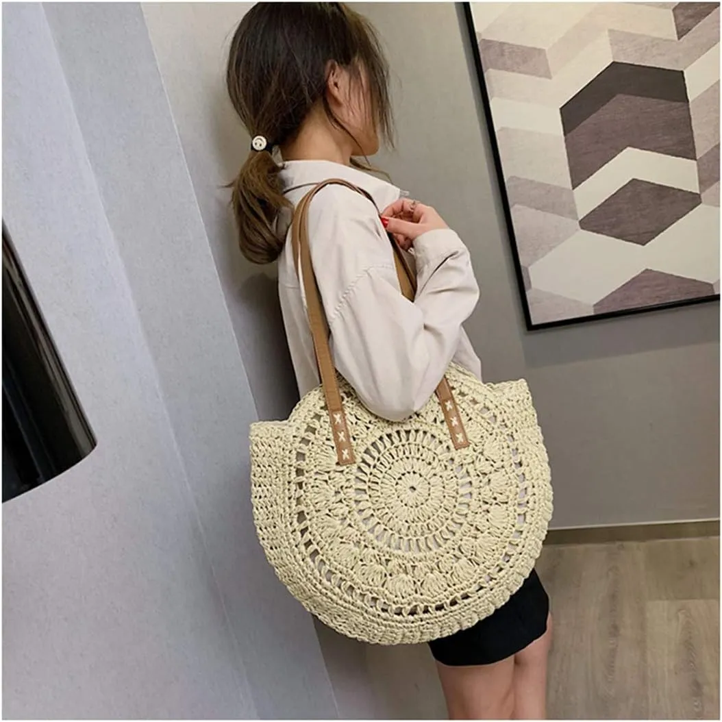 Beach Bags for Women Straw Bag Vacation Summer Large Foldable Straw Beach Bag Tote Woven Shoulder Purse Handbag Beach Gifts