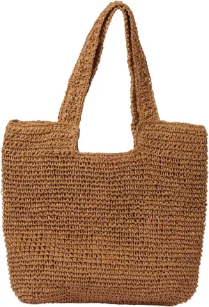 Beach Bags for Women - Summer Soft Large Woven Shoulder Purse Handbag, Beach Tote Straw Bag for Summer Vacation
