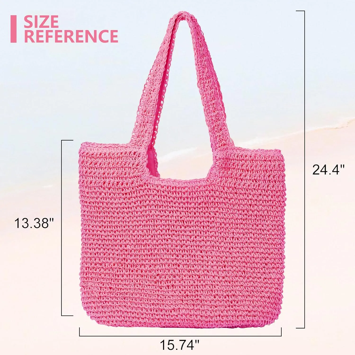 Beach Bags for Women - Summer Soft Large Woven Shoulder Purse Handbag, Beach Tote Straw Bag for Summer Vacation