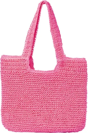 Beach Bags for Women - Summer Soft Large Woven Shoulder Purse Handbag, Beach Tote Straw Bag for Summer Vacation