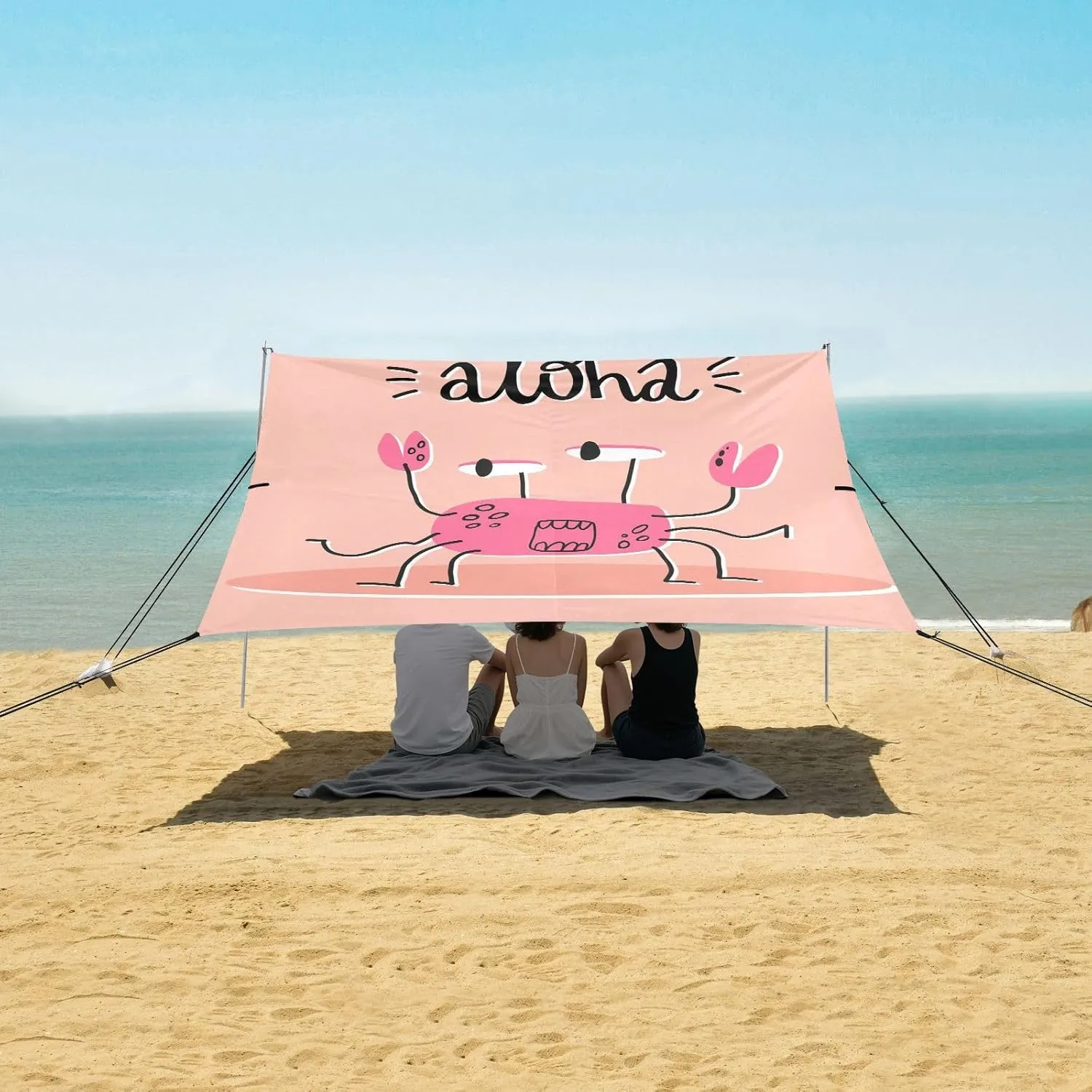Beach Shade Tent with UPF50  UV Protection,Aloha Crabs Fun Lightweight Camping Sun Shelter for Outdoor,Camping Trips, Fishing, Backyard,Picnics,Easy Set Up and Carry 9x10.5 FT