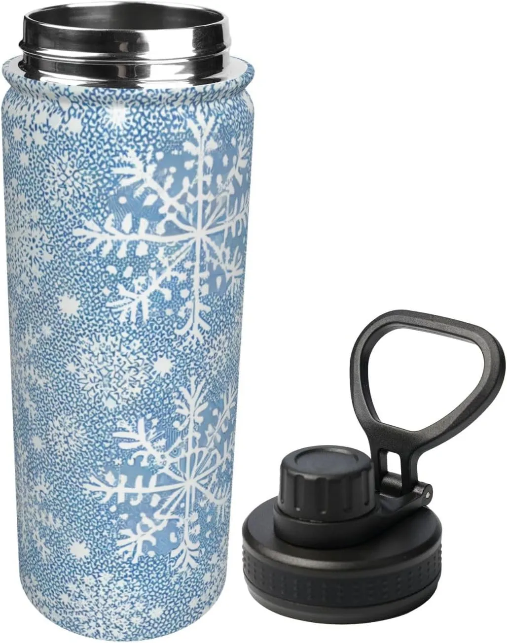 Beautiful Golden Mandala Circle Pattern pattern 18 oz Stainless Steel Water Bottle, Vacuum Insulated Double Walled Leak Proof Sports Water Bottle，Thermo Mug Keep Cold and Hot,Gold Black