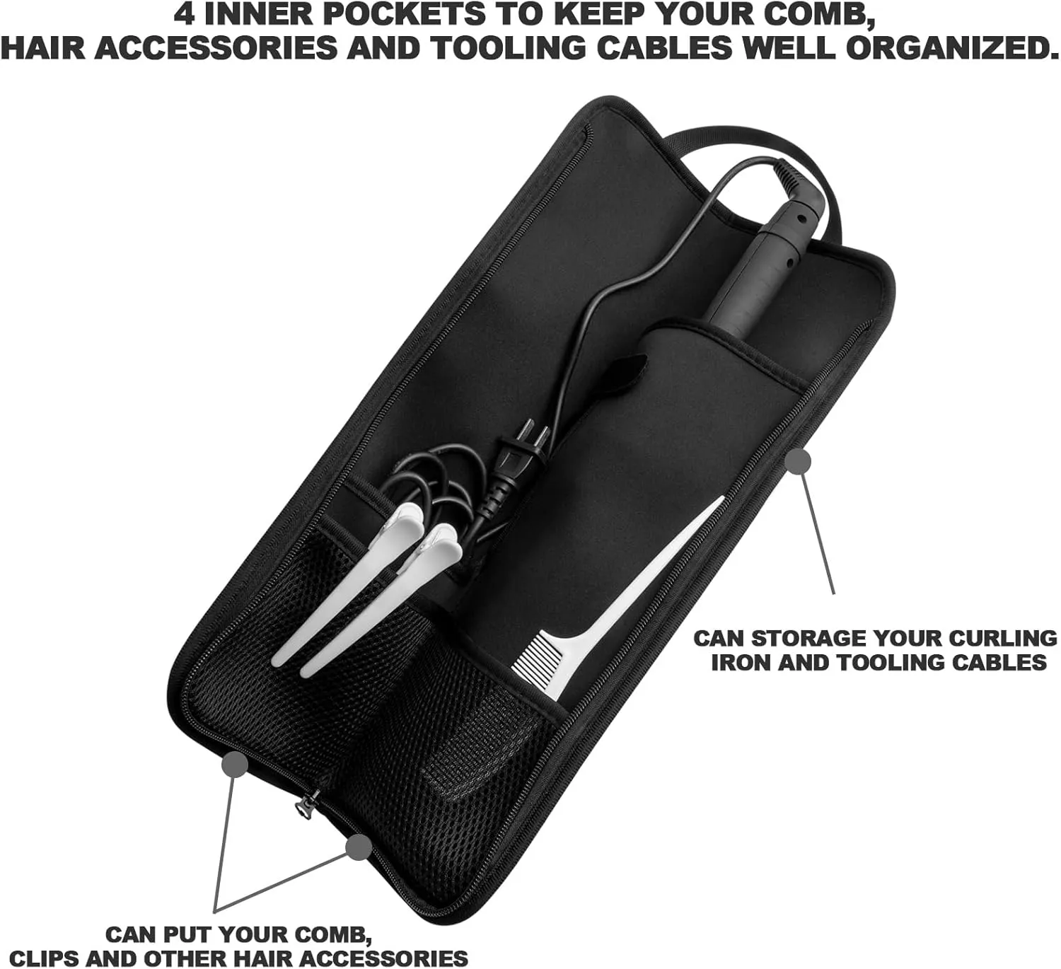 Beautyflier Universal Curling Iron Travel Case, Canvas Heat-Resistant Curling & Flat Iron Holder Travel Case, Hot Curling Iron Holder for Hair Tools Travel Bag or Daily Use (Color Graffiti)