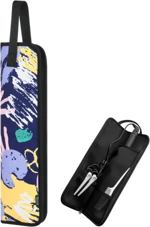 Beautyflier Universal Curling Iron Travel Case, Canvas Heat-Resistant Curling & Flat Iron Holder Travel Case, Hot Curling Iron Holder for Hair Tools Travel Bag or Daily Use (Color Graffiti)