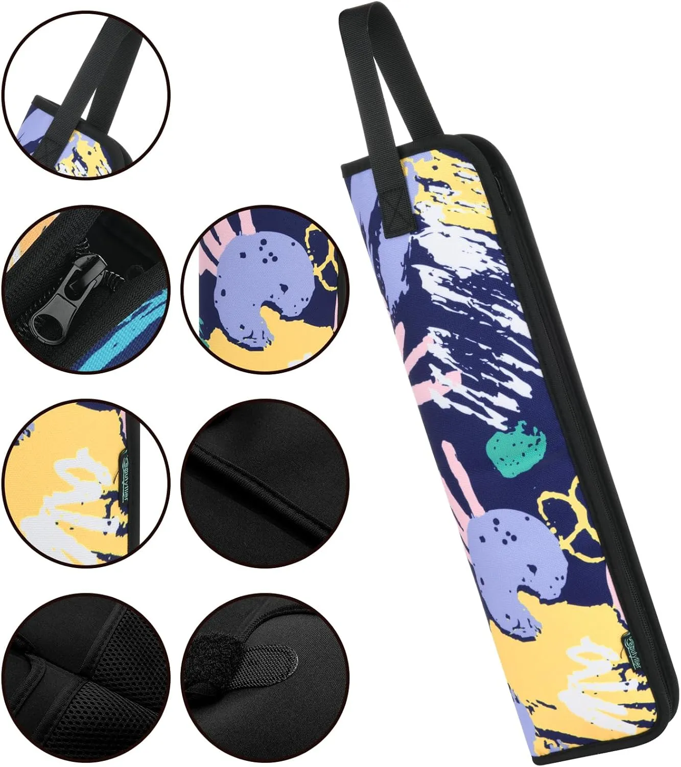 Beautyflier Universal Curling Iron Travel Case, Canvas Heat-Resistant Curling & Flat Iron Holder Travel Case, Hot Curling Iron Holder for Hair Tools Travel Bag or Daily Use (Color Graffiti)