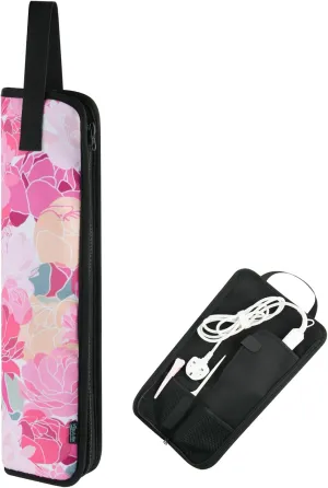 Beautyflier Universal Curling Iron Travel Case, Heat-Resistant, Canvas, Pink Flower (1 Count Pack of 1), for Hair Tools Travel Bag or Daily Use