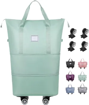 Beente Travel Bag With Wheels-2025 New Large Capacity Travel Bag-Universal Wheel Removable, Foldable Carry (Green)