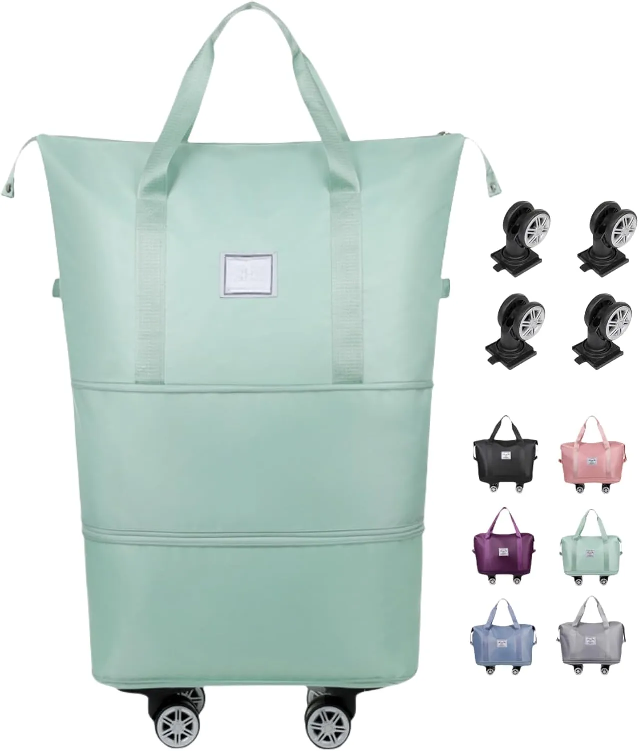 Beente Travel Bag With Wheels-2025 New Large Capacity Travel Bag-Universal Wheel Removable, Foldable Carry (Green)