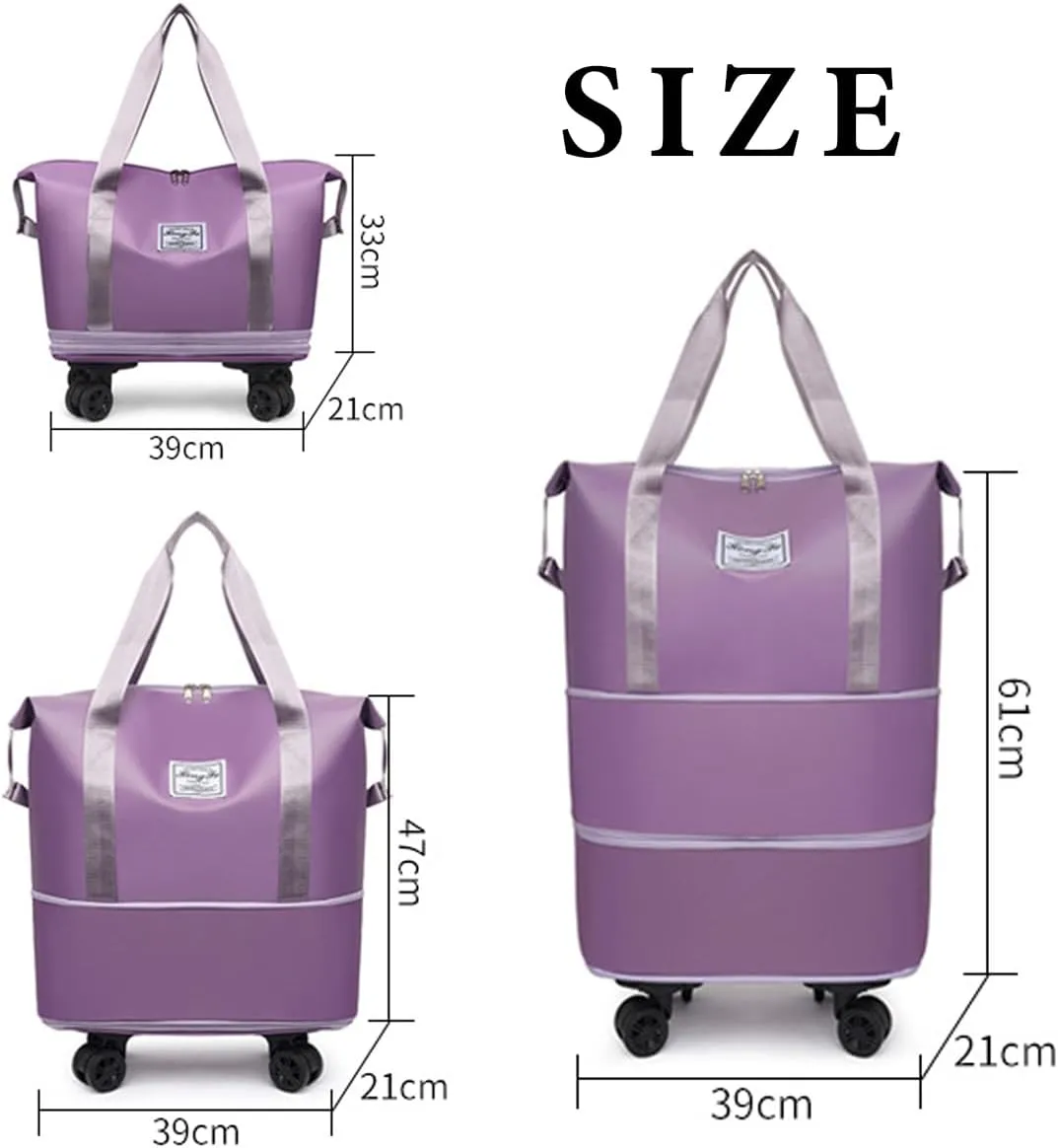 Beente Travel Bag With Wheels - 2025 New Large Capacity Travel Bag - Universal Wheel Removable,Duffle Bag for Travel with Wheels (Pink)