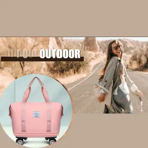 Beente Travel Bag With Wheels - 2025 New Large Capacity Travel Bag - Universal Wheel Removable,Duffle Bag for Travel with Wheels (Pink)