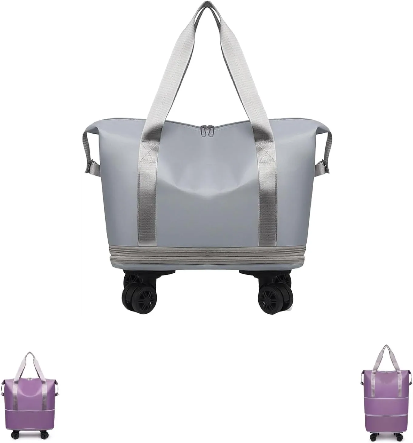 Beente Travel Bag with Wheels,Foldable Expandable Trave Suitcase Universal Wheel Removable Storage for travel luggage (Gray)