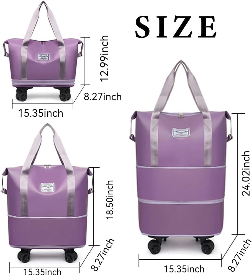 Beente Travel Bag with Wheels,Foldable Expandable Trave Suitcase Universal Wheel Removable Storage for travel luggage (Gray)