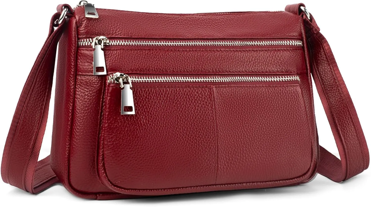 befen Genuine Leather Crossbody Purses for Women, Woman Medium Pocketbooks Shoulder Bags Handbags with Multi Zipper Pockets