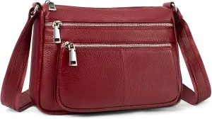 befen Genuine Leather Crossbody Purses for Women, Woman Medium Pocketbooks Shoulder Bags Handbags with Multi Zipper Pockets