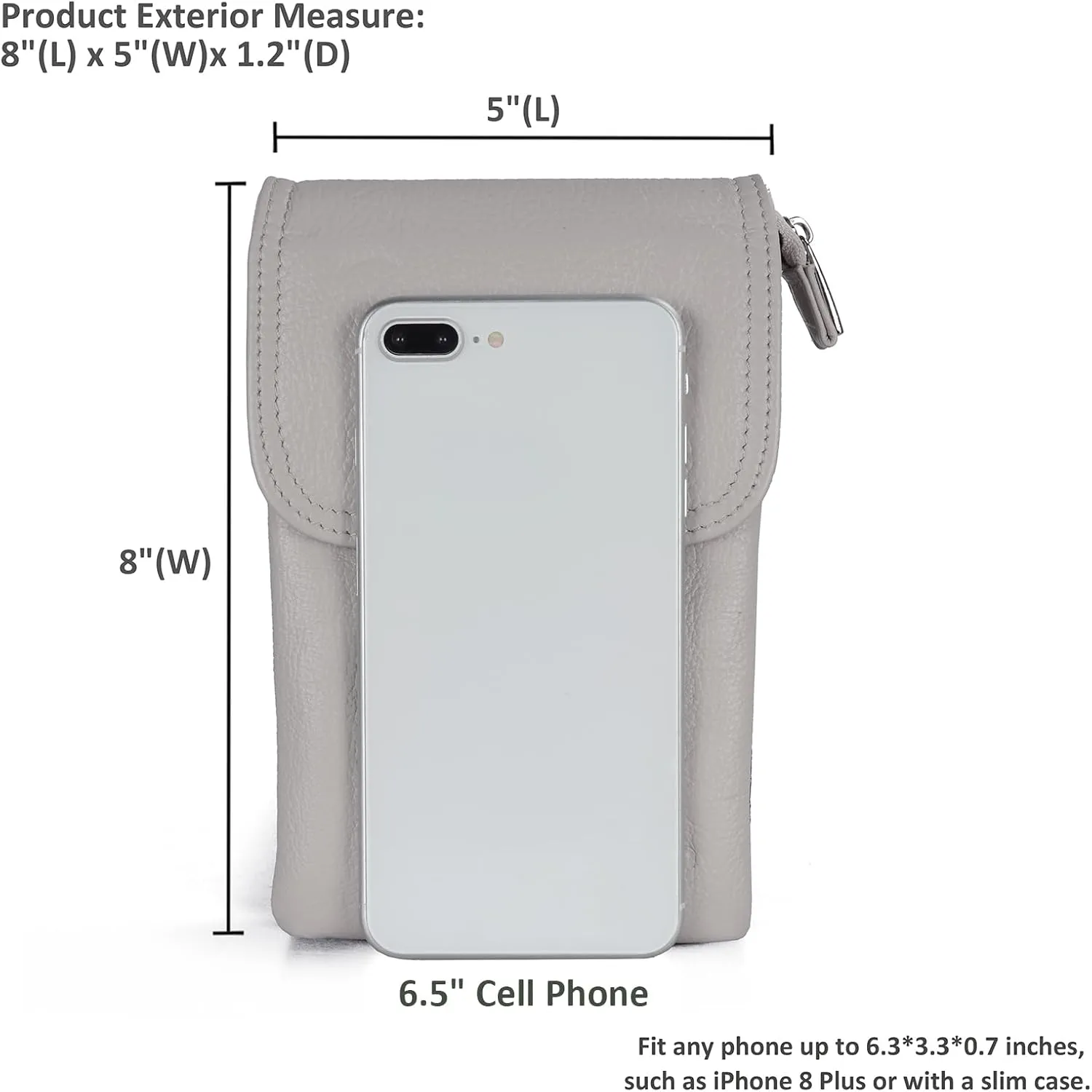 befen Genuine Leather Small Crossbody Bags for Women Cell Phone Bag Cross Body Purses,Silver Zipper