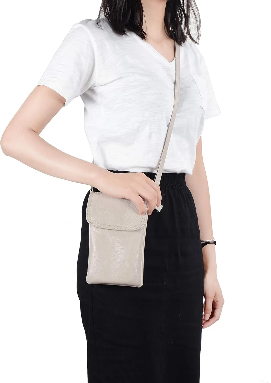 befen Genuine Leather Small Crossbody Bags for Women Cell Phone Bag Cross Body Purses,Silver Zipper
