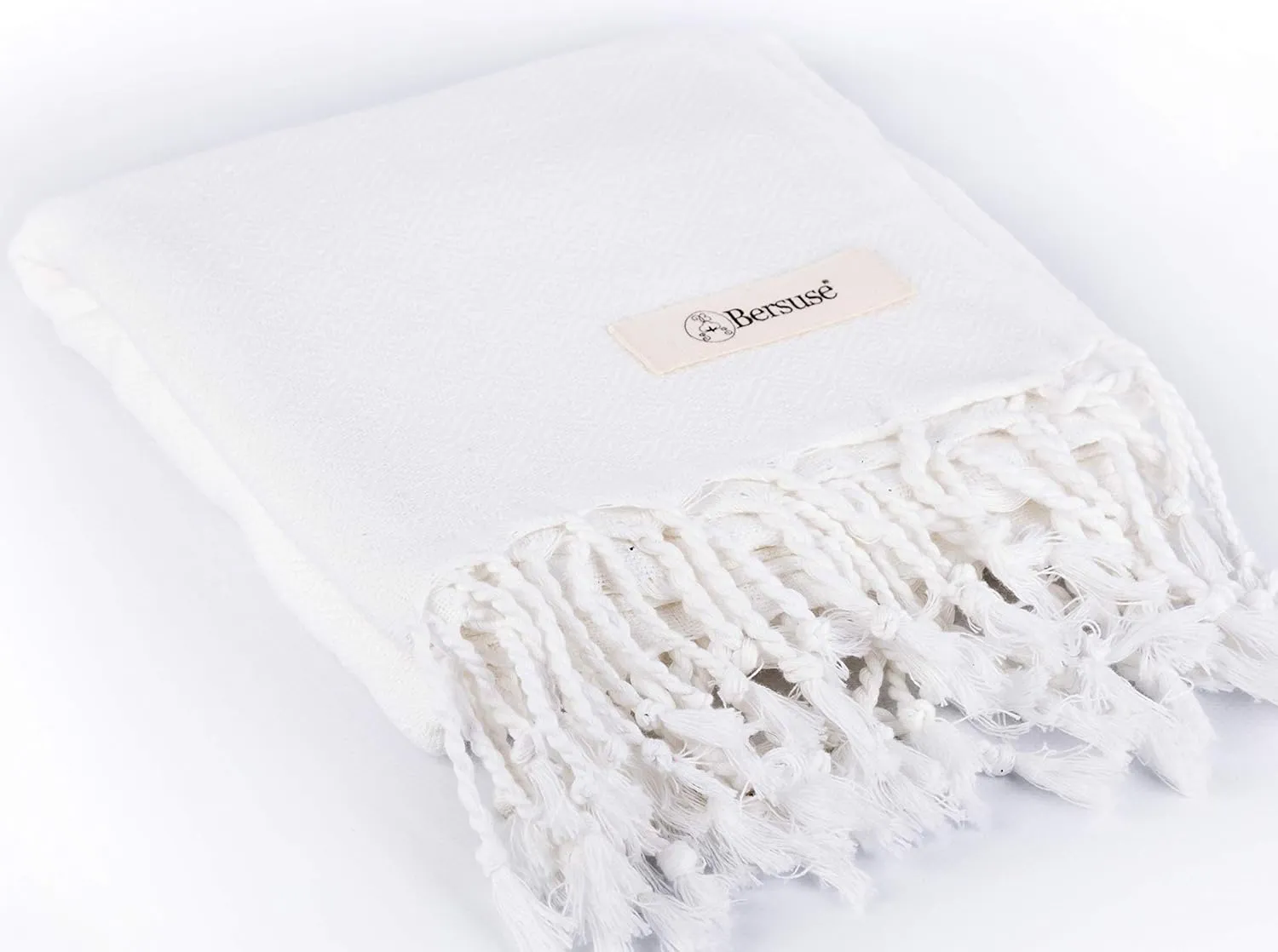 Bersuse 100% Cotton Laodicea Turkish Towel Bath Towel Beach Towel Pool Towel - Beach Essentials for Your Beach Bag - 37x70 Inches, White