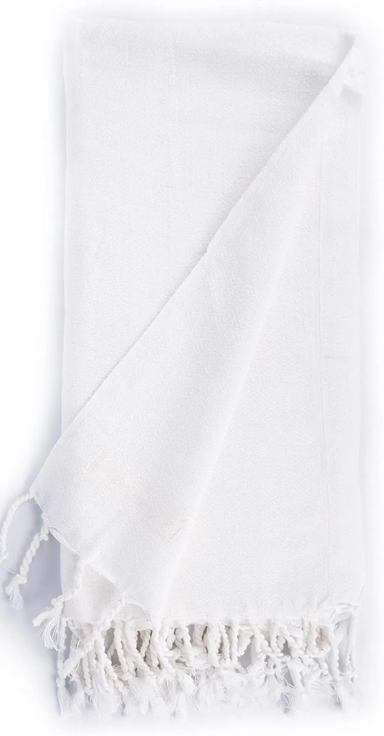 Bersuse 100% Cotton Laodicea Turkish Towel Bath Towel Beach Towel Pool Towel - Beach Essentials for Your Beach Bag - 37x70 Inches, White