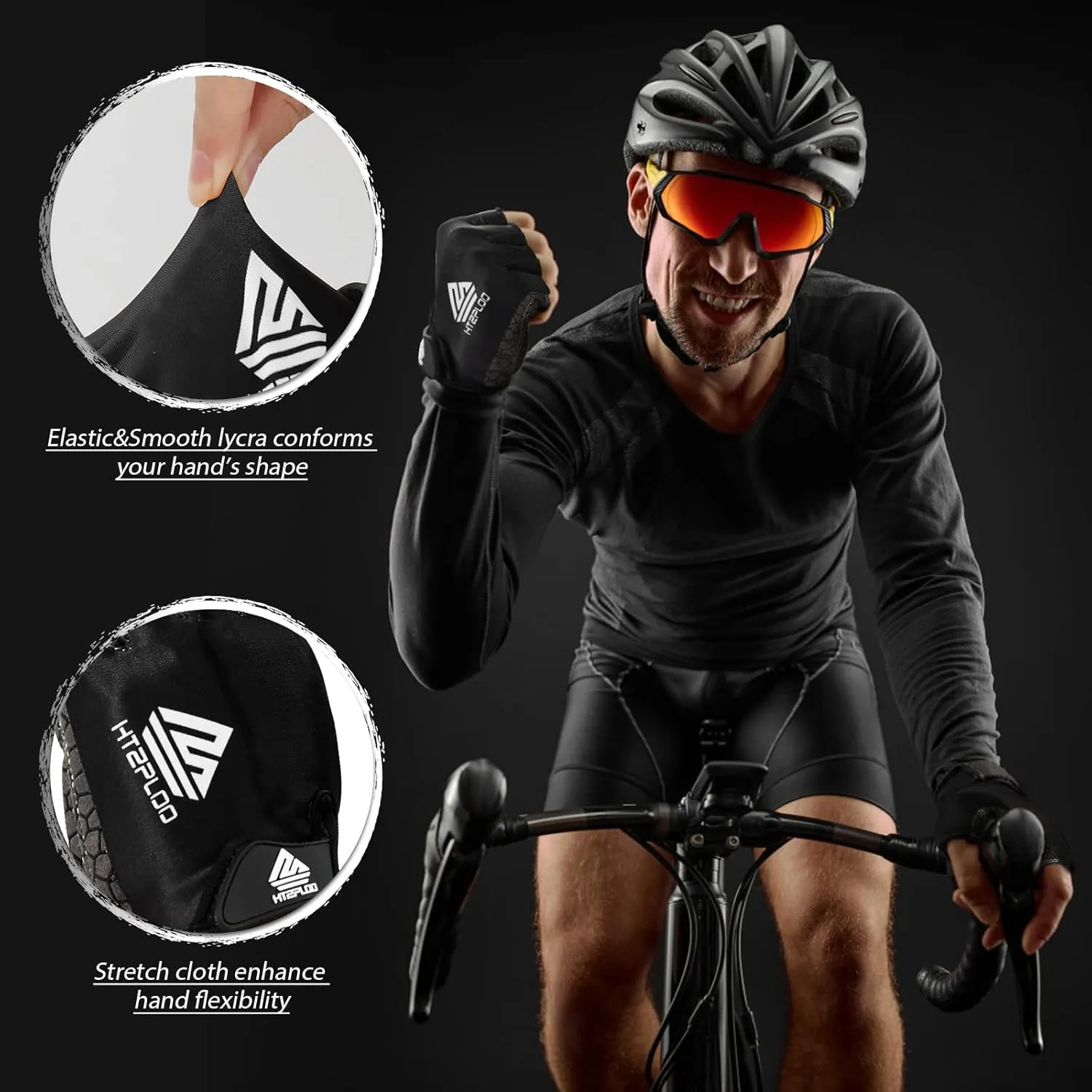 Bike Gloves for Men Women with Anti-Slip Shock-Absorbing Pad, Light Weight Half-Finger Cycling Gloves