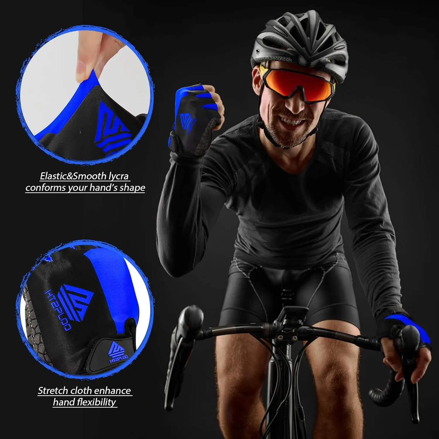 Bike Gloves for Men Women with Anti-Slip Shock-Absorbing Pad, Light Weight Half-Finger Cycling Gloves
