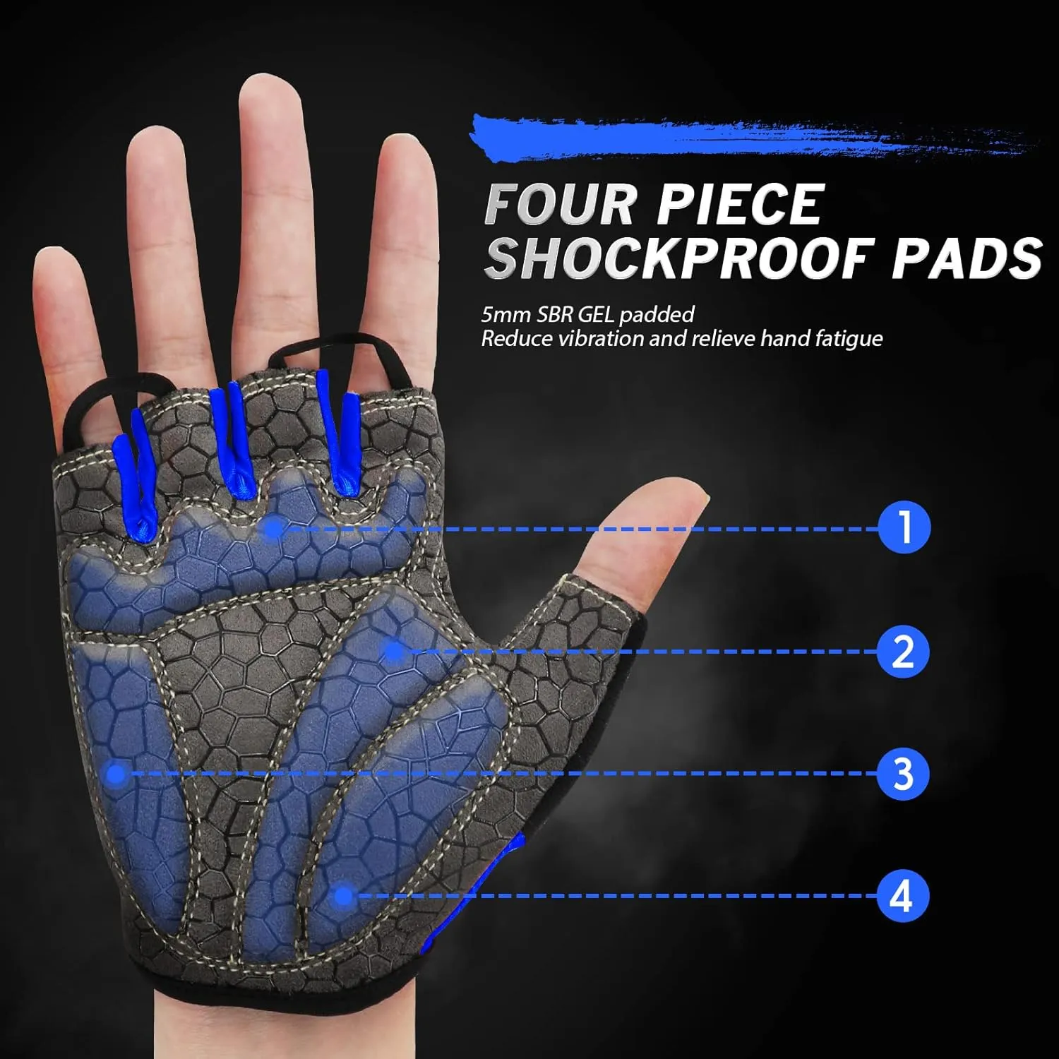 Bike Gloves for Men Women with Anti-Slip Shock-Absorbing Pad, Light Weight Half-Finger Cycling Gloves