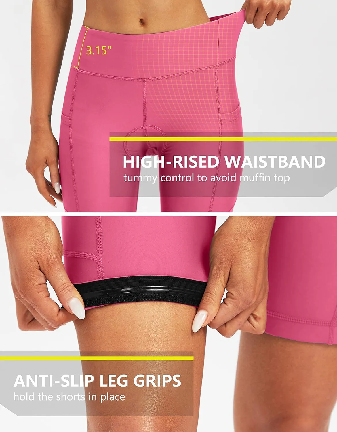 Bikewa Women's 4D Padded Bike Shorts Cycling Riding Road Biking Bicycle Cycle Shorts for Women Zipper Pockets