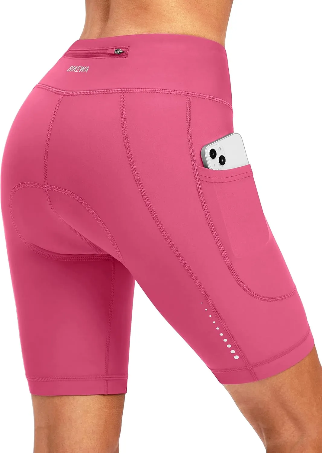 Bikewa Women's 4D Padded Bike Shorts Cycling Riding Road Biking Bicycle Cycle Shorts for Women Zipper Pockets