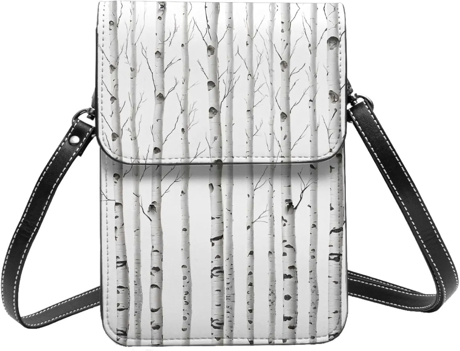 Birch Tree Print Small Cell Phone Purse Small Crossbody Bags Women Pu Leather Shoulder Bag Handbag