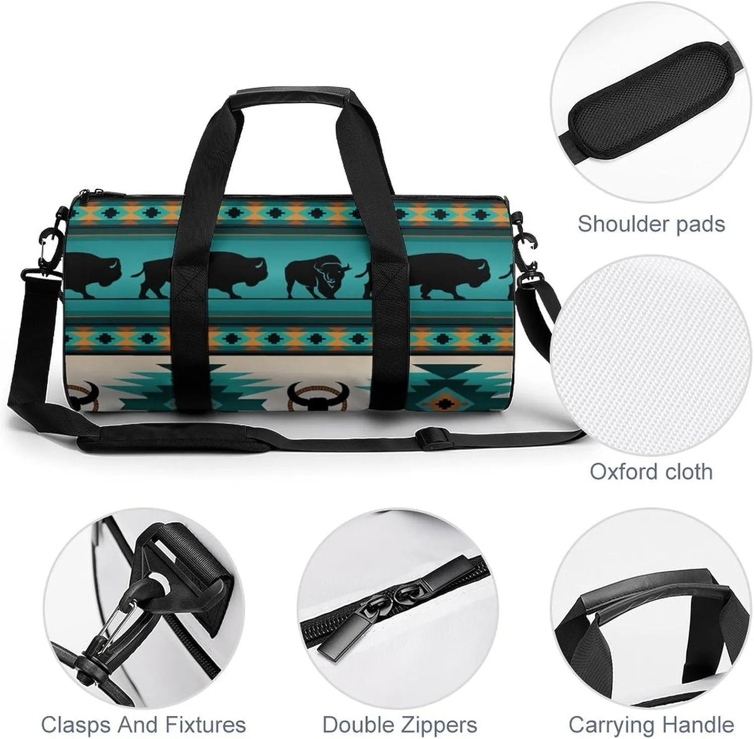 Black And White American Flag Fitness Bag Waterproof And Stain Resistant Suitable for Unisex