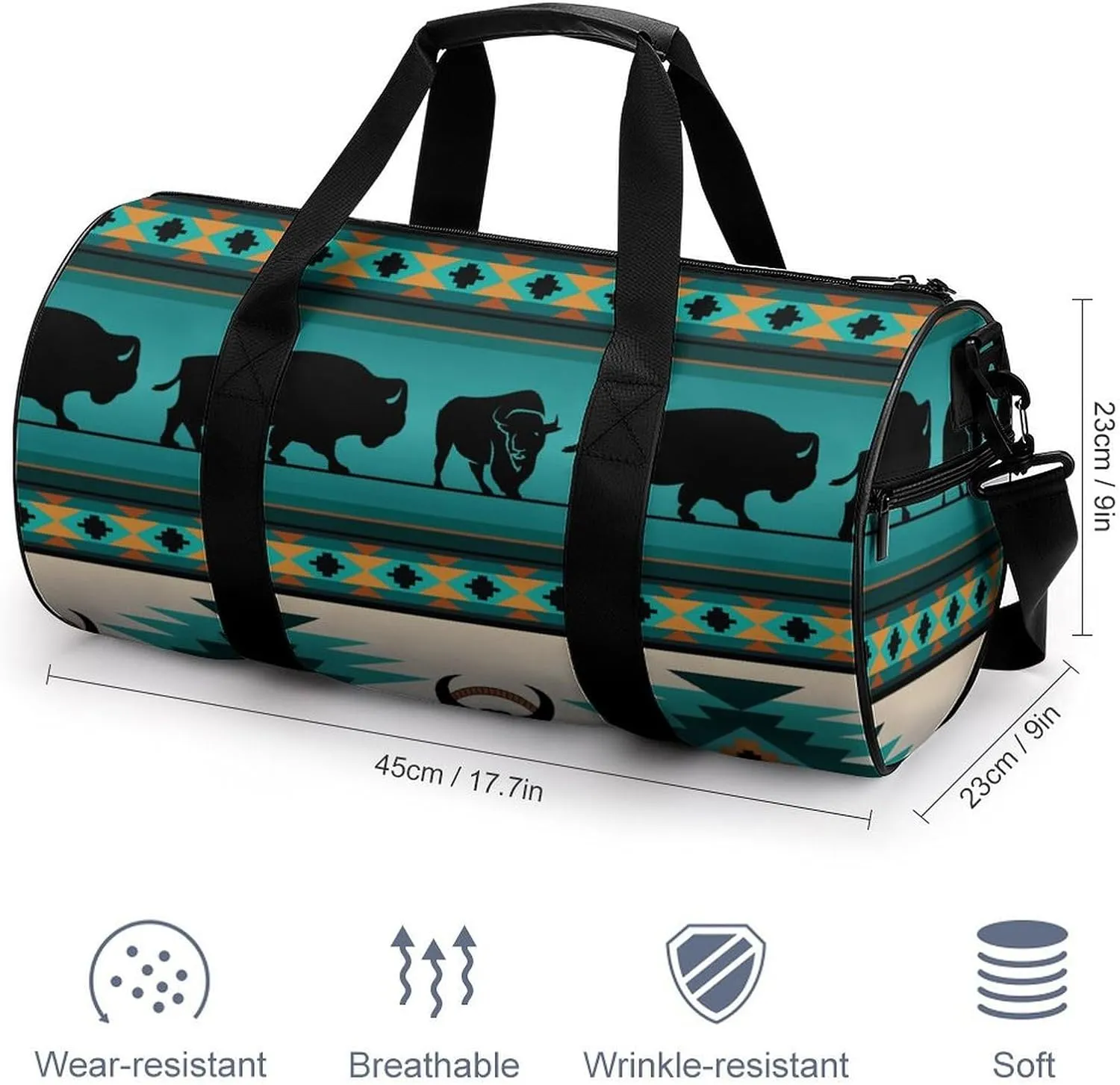 Black And White American Flag Fitness Bag Waterproof And Stain Resistant Suitable for Unisex