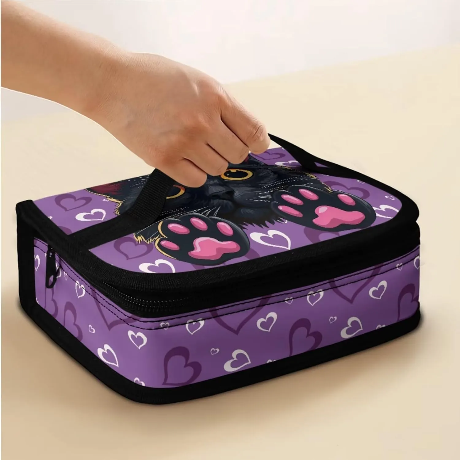 Black Cat Toddler Girl Backpack and Lunch Box Set 12 School Bags for Teen Boys Back to School Stylish School Backpack Gift for Birthdays,Thanksgiving Day,Christmas,New Year
