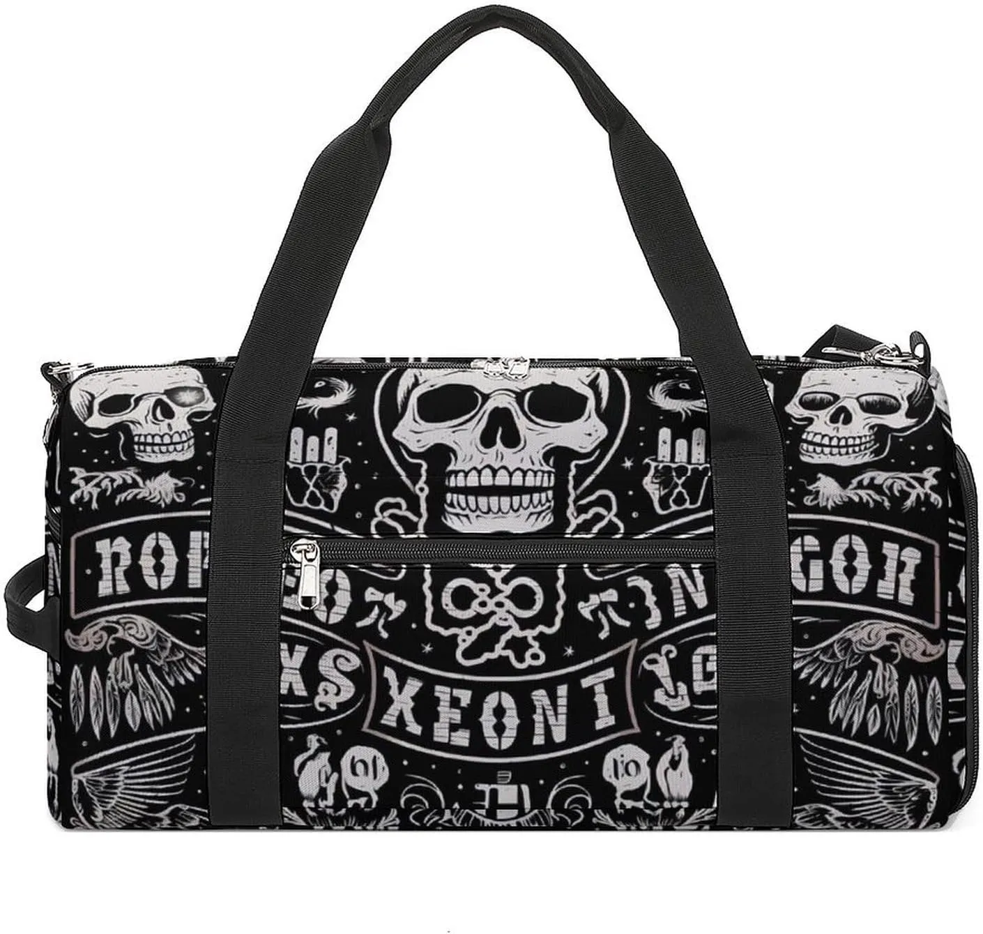 Black Goth Occult Witchcraft Sports Gym Bag for Men Women Travel Duffel Bag with Shoulder Strap
