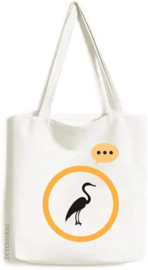 Black Grey Heron Animal Portrayal Expression Gift Sack Canvas Tote Shoulder Bag