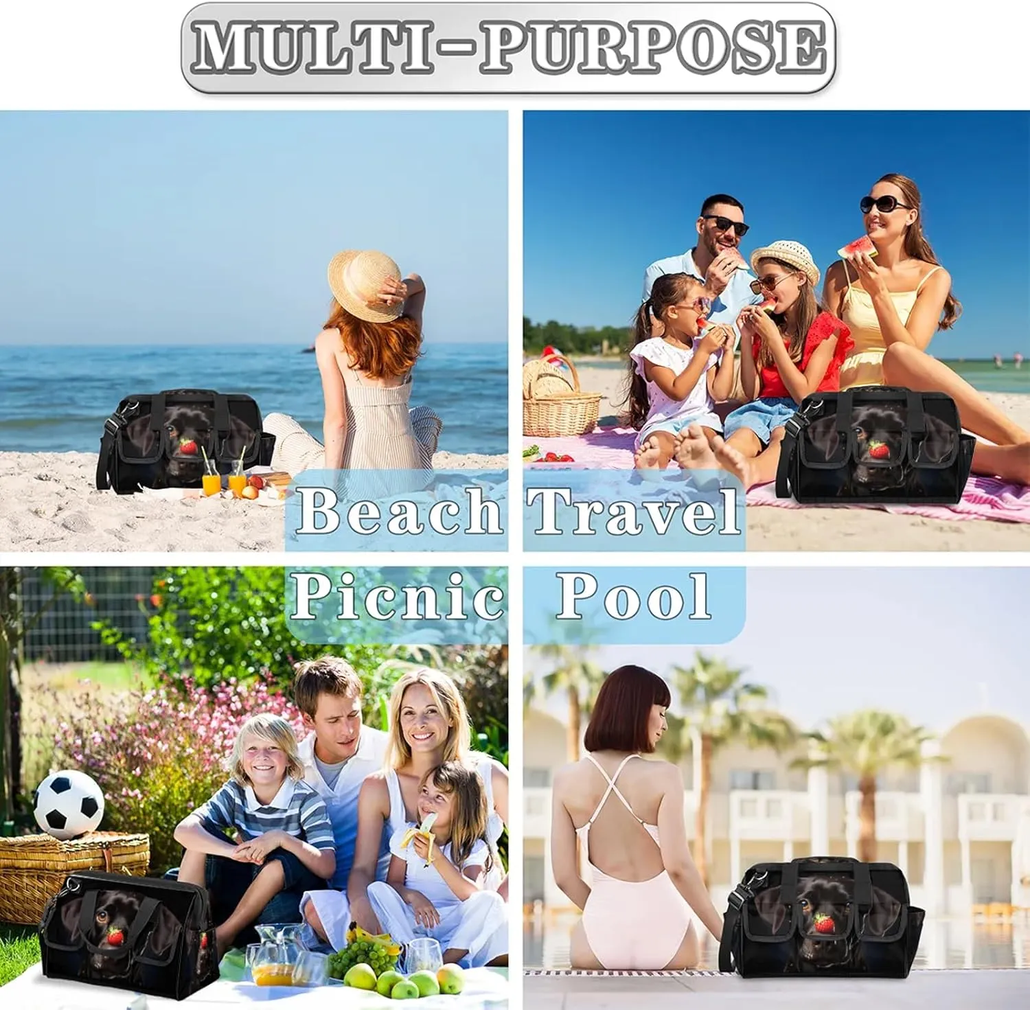Black Labrador Funny Dog Tool Bags for Men and Women 14.8 Inch, Heavy Duty Waterproof Tool Box Organizer Bag, Wide Mouth Tool Tote Storage Bag with Adjustable Shoulder Strap
