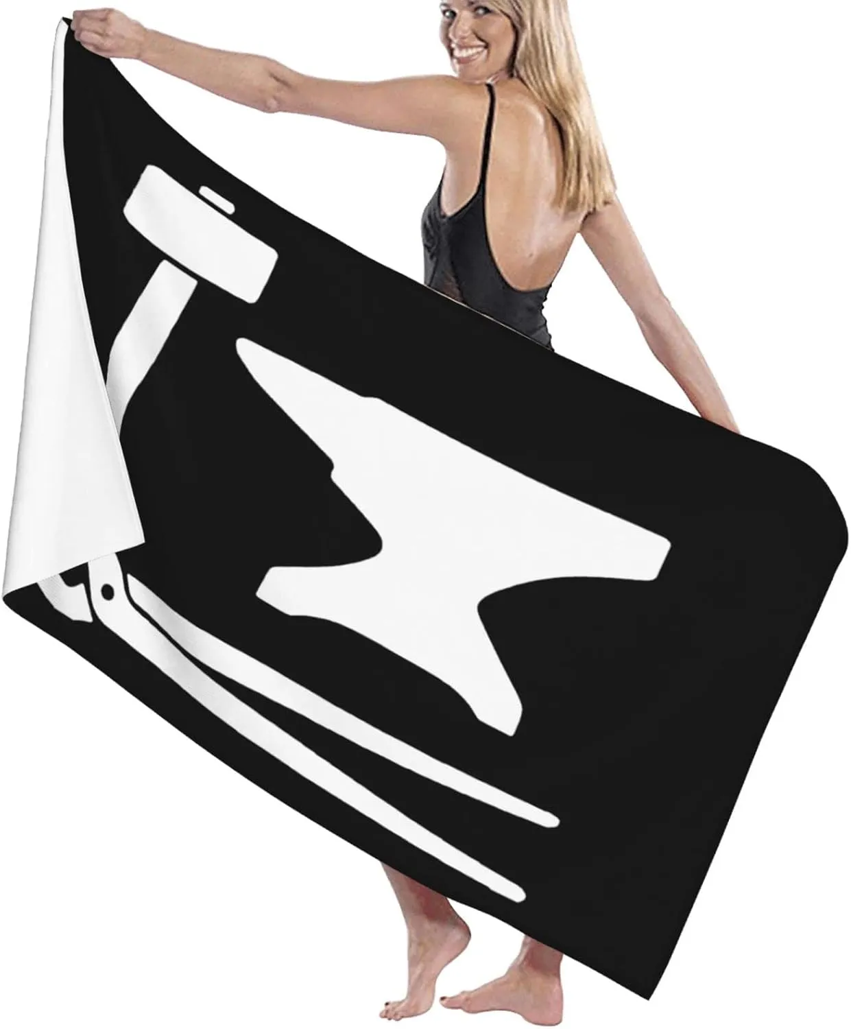 Blacksmith Hammer Logo Beach Towels Vacation Essentials Quick Dry Sand Free Oversized Bath Pool Swim Towel Extra Large Absorbent Bathroom Towels Adult Travel Accessories