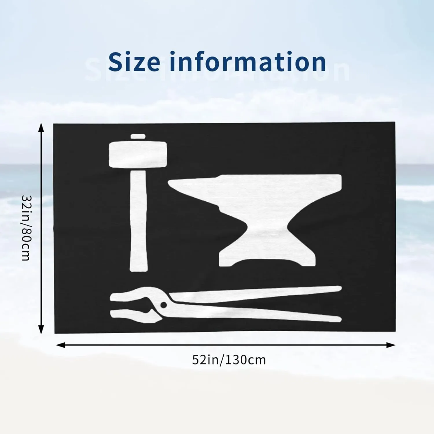 Blacksmith Hammer Logo Beach Towels Vacation Essentials Quick Dry Sand Free Oversized Bath Pool Swim Towel Extra Large Absorbent Bathroom Towels Adult Travel Accessories