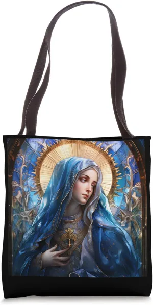 Blessed Virgin Mary Stained Glass Tote Bag