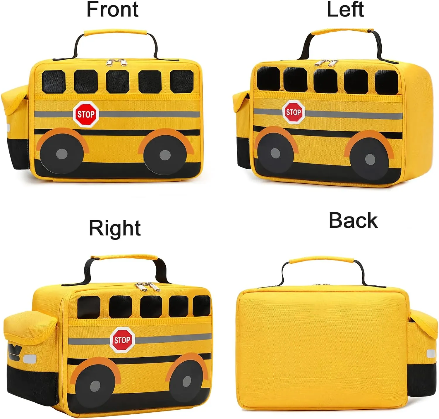 Bluboon Insulated Lunch Box for Kids Boys Girls School Lunch Bags Reusable Cooler Thermal Meal Tote for Picnic (Yellow School bus)