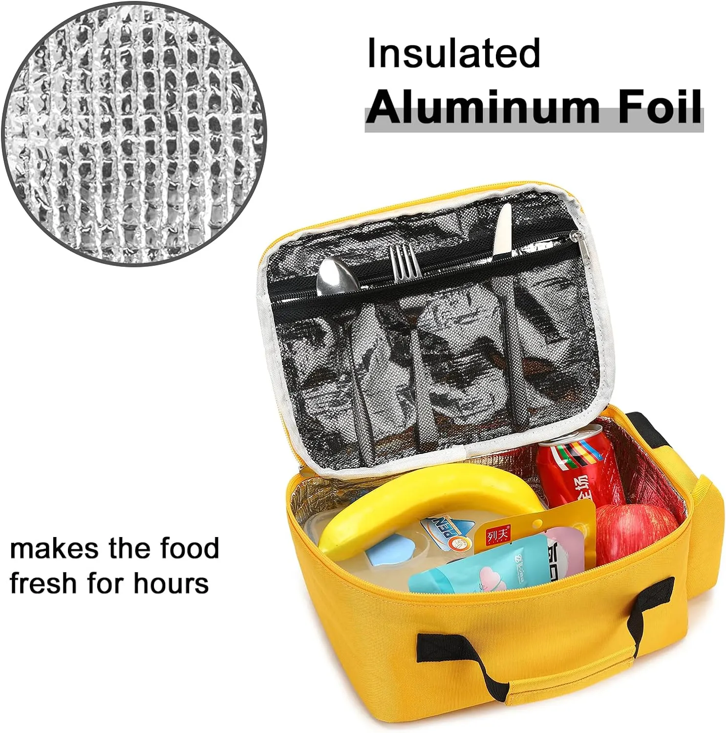 Bluboon Insulated Lunch Box for Kids Boys Girls School Lunch Bags Reusable Cooler Thermal Meal Tote for Picnic (Yellow School bus)