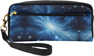 Blue Galaxy Print Portable Makeup Bag,Travel-Friendly Design,Versatile Mini Makeup Pouchtion