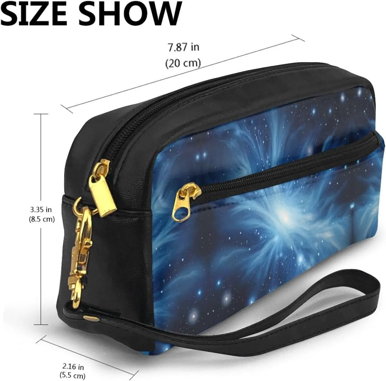 Blue Galaxy Print Portable Makeup Bag,Travel-Friendly Design,Versatile Mini Makeup Pouchtion