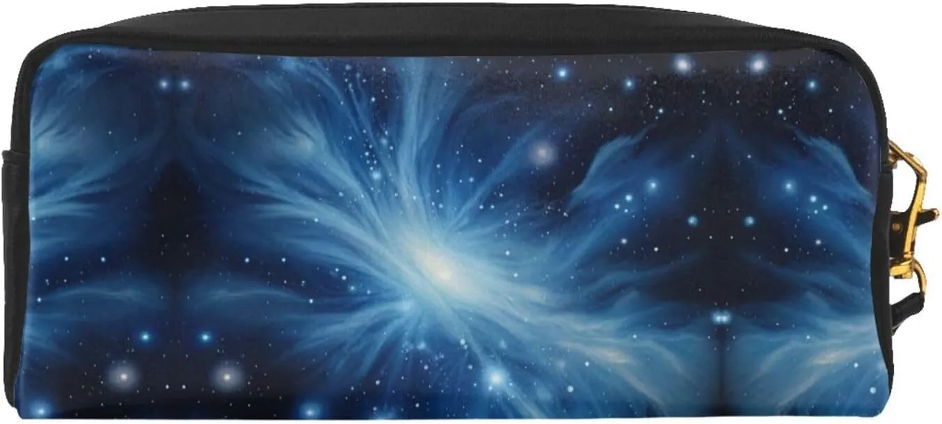 Blue Galaxy Print Portable Makeup Bag,Travel-Friendly Design,Versatile Mini Makeup Pouchtion