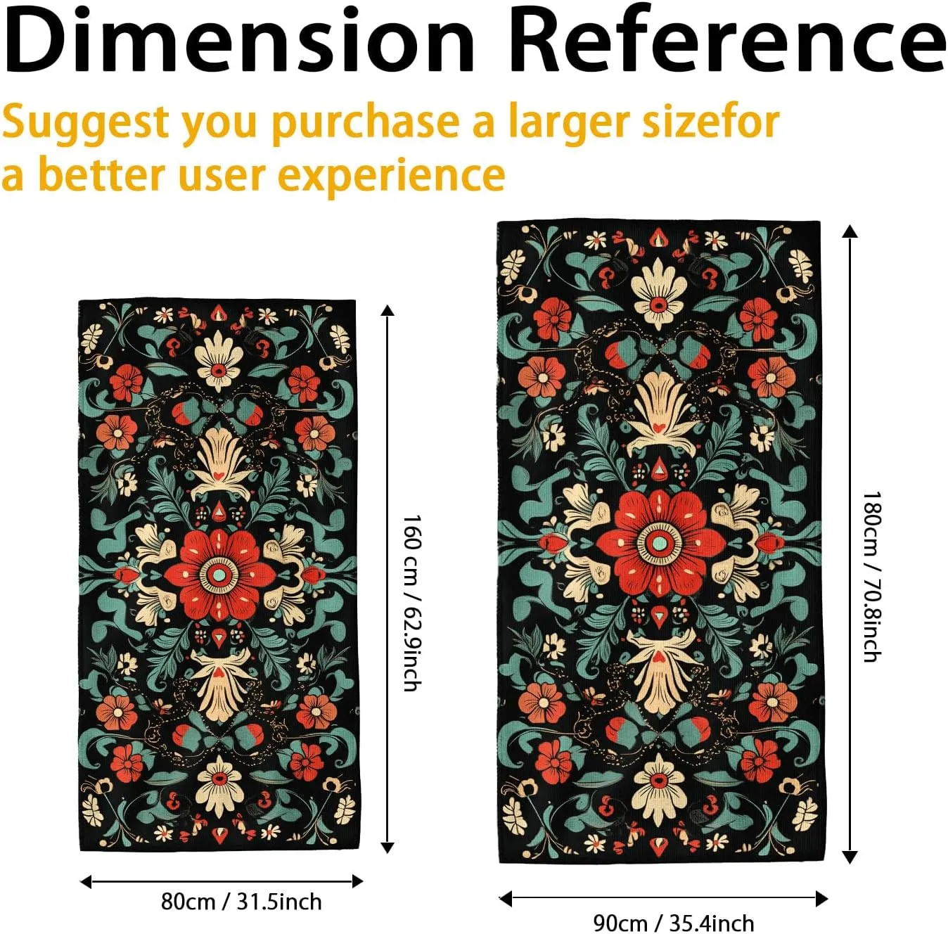 Bohemian Floral Microfiber Beach Towel Soft Coral Blossom Sand Free Lightweight Absorbent Quick Dry Beach Blanket, Ideal for Outdoor Travel Vacation Pool Picnic Essentials 62x31 Inch