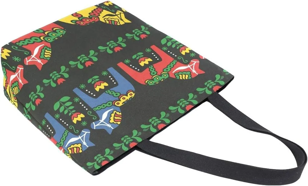 Bolaz Swedish Dala Horse Folk Canvas Tote Bag Tote Carrying Bag Shoulder Bag for Shopping Travel bag Reusable Grocery Bags