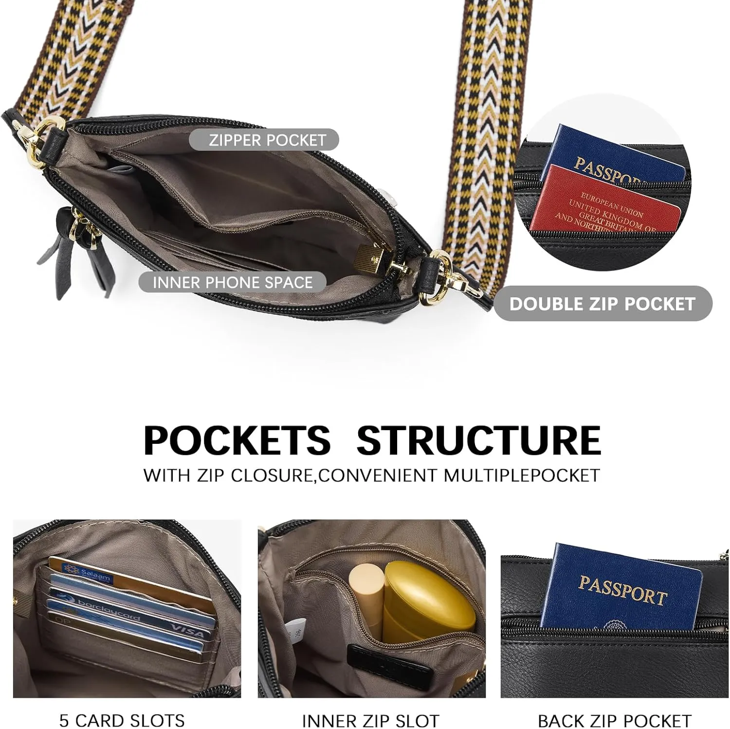 BOSTANTEN Crossbody Bags for Women Trendy Vegan Leather Purse Designer Shoulder Handbags with Adjustable Strap Zipper Pocket