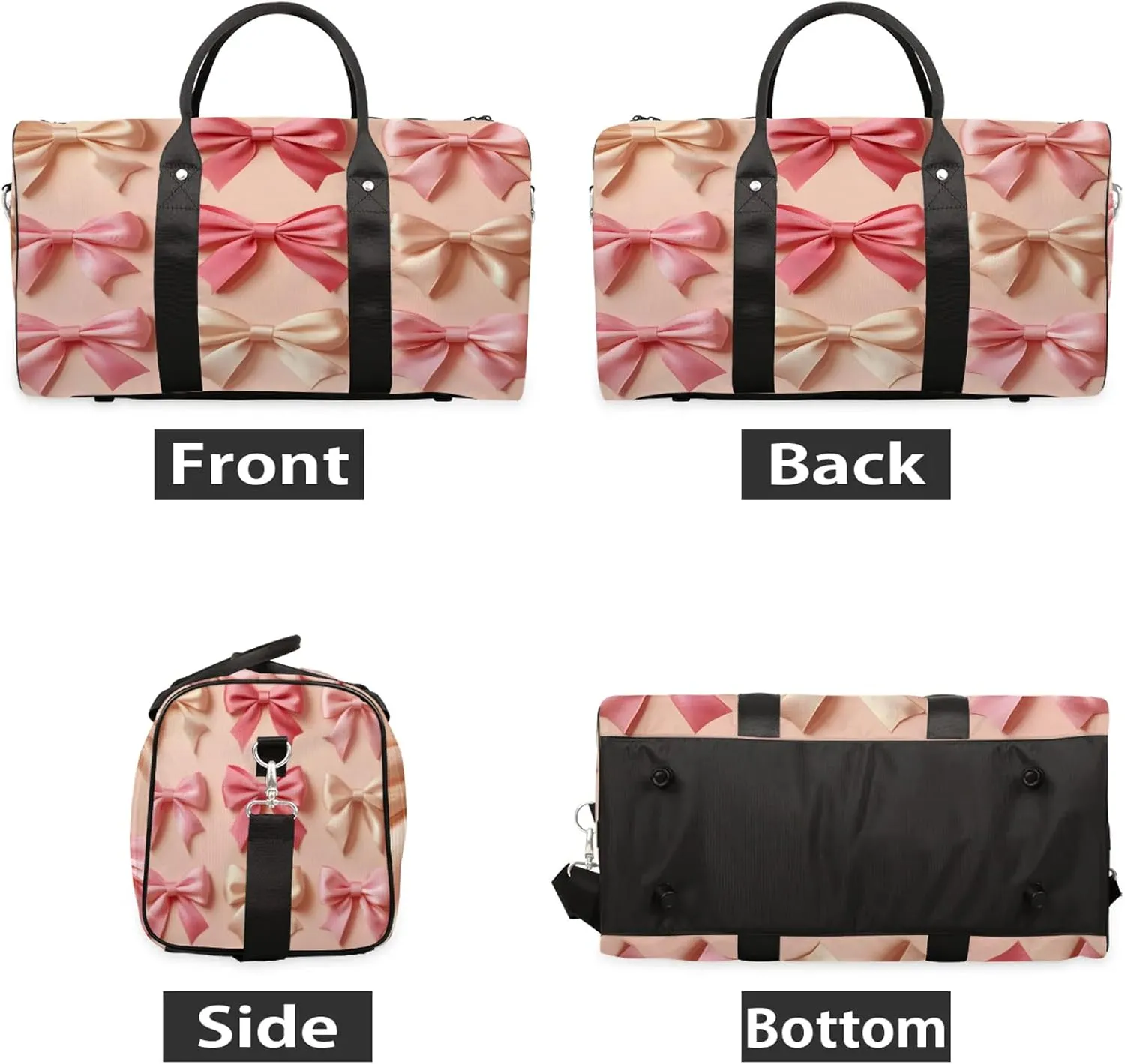 Bow Duffle Bag for Travel, Overnight Weekend Gym Carry On Luggage Bag, Cute Travel Duffel Bag for Men Women